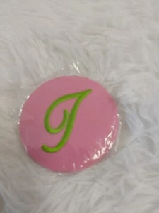 Monogramed Pocket/Purse Travel Mirror Pink W/Green Embroidered Letter "T" BNWT! - Picture 1 of 4
