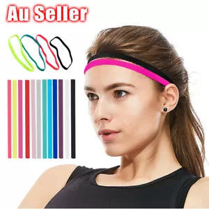 1/2X Thin SINGLE Sports Elastic Headband Hair Band Rubber Anti-Slip Women Yoga - Picture 1 of 15