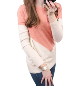 41 Weißdorn Pullover Presley Rosa Knopfleiste hinten Colorblock Langarm Damen XS - Bild 1 von 16