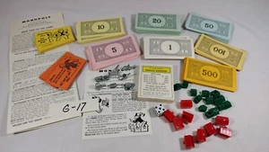 (17) Vtg Original MONOPLY Game Pieces, Cards, Cash, House, Hotels, Directions Pa - Picture 1 of 10