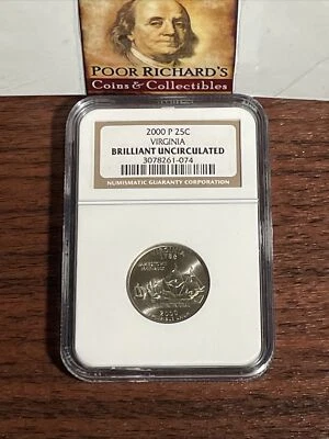 2000 P 25c Virginia NGC Certified Brilliant Uncirculated. CQ09 - Image 1 of 4
