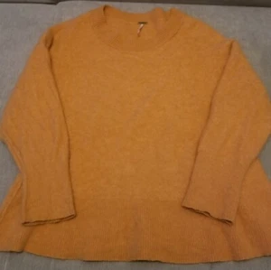 Free People 100% Cashmere Sweater Size Orange Soft Cozy Women’s Size Large - Picture 1 of 10