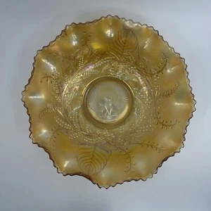 Australian Vintage Crown Crystal Carnival Glass Master Bowl PIPING SHRIKE *NOTES - Picture 1 of 9