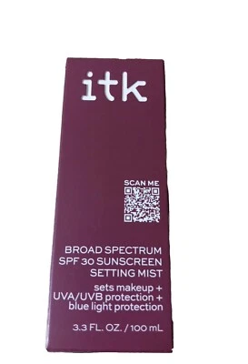 ITK IN THE KNOW Broad Spectrum SPF 30 Sunscreen Setting Mist 3.3oz, New In Box - Image 1 of 3