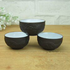 3pcs/lot Chinese Tea Cup Kungfu Yixing Zisha Purple Clay Tea Cup Dragon Relief