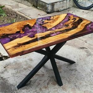Epoxy Table Top, Purple Resin Wooden Table,  Epoxy Dining Table, Home furniture