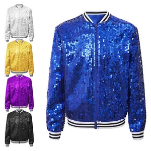 Kids Girls Outerwear Shiny Coat Long Sleeve Baseball Jackets Music Festival - Picture 1 of 74