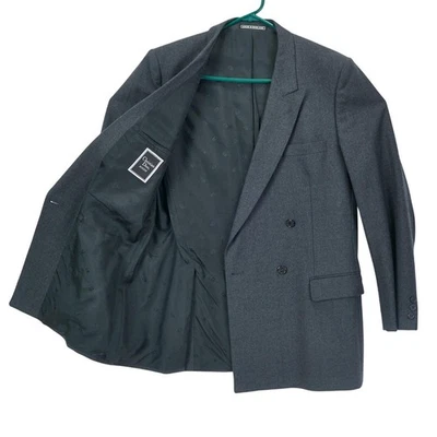 Christian Dior Monsieur Mens 42L Double Breasted Wool Blazer Charcoal Gray - Image 1 of 4