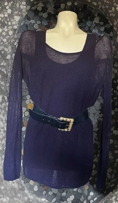 $1295 S DONNA KARAN etiqueta negra colección 2 piezas suéter S púrpura oscuro Foto 1 de 4