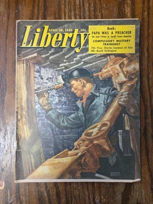 Liberty Magazine April 28 1945 Vintage WwII Frank Reilly - Image 1 of 3