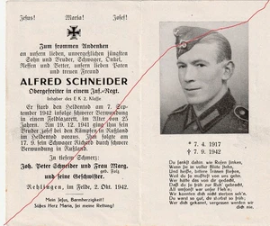 Sterbebild 2. WK Obergefreiter in Inf.-Regt. gefallen in Rußland 1942 wh. Saar - Picture 1 of 1