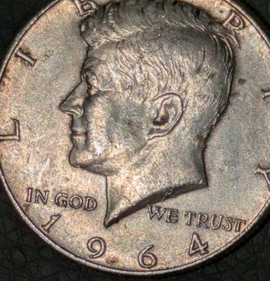 1964-D 50c Silver Kennedy Half Dollar Au+ Struck Through Grease Error - Image 1 of 4