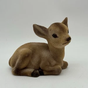 Vintage Deer Fawn Felt Flocked Figurine Hong Kong 5” MCM Christmas Decor - Picture 1 of 10