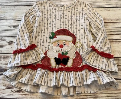 Camisa Top Papá Noel Navidad Peplum Niña Talla 4 Rojo Volantes Mangas Campana Foto 1 de 4