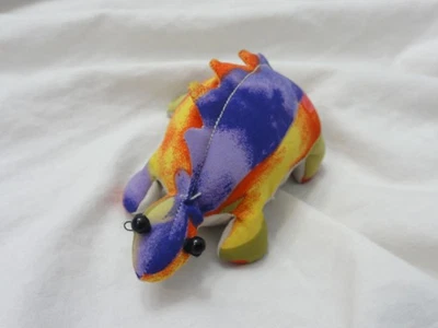 CUTE! Vintage 1990's Sand Animal Paperweight ~ Purple / Orange Dinosaur 4" - Image 1 of 4