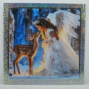 Handarbeit, Weihnachtskarte Engel Reh Winterwald - Bild 1 von 1