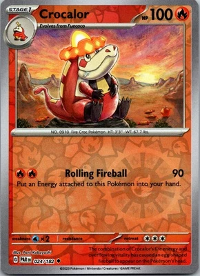 Crocalor Reverse Holo Uncommon SV04: Paradox Rift 024/182 NM - Image 1 of 2