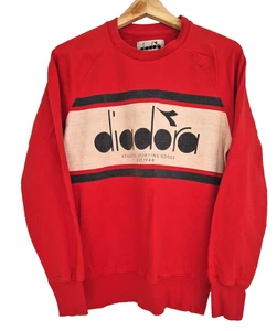 Diadora Vintage Sweat Top Pullover Pulli rot Größe Medium PTP 20" - Bild 1 von 5