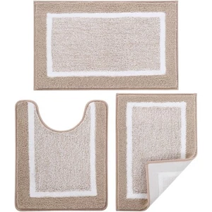 Bathroom Rugs Sets 3 Piece with U-Shaped Contour Toilet Mat Shower Rugs Absor... - Picture 1 of 6