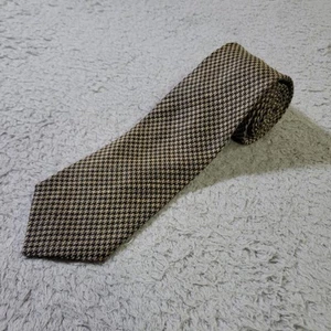 Cravatta Ralph Lauren viola etichetta pied de poule lino seta jacquard nero marrone uomo - Foto 1 di 3