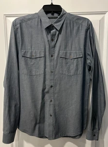 Men's Theory Dress Shirt Gray size Medium Long Sleeve Button Up Collared Shirts - Picture 1 of 2
