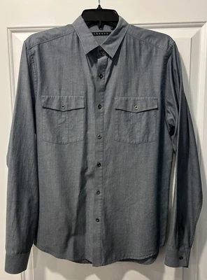 Men's Theory Dress Shirt Gray size Medium Long Sleeve Button Up Collared Shirts - Image 1 of 2