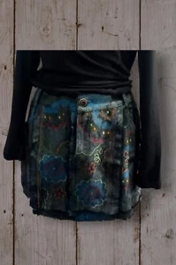 Commercio equo e solidale - Minigonna Gringo patchwork blu S/M, M/L, XL (N119-SK3) - Foto 1 di 5