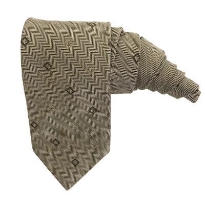 Corbata de seda IKE BEHAR New York para hombre dorada espiga cosida a mano en EE. UU. Foto 1 de 4