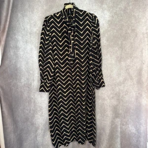 Vintage 50/60s Nat Kaplan Couture 100% Silk Chevron Neck Bow Size Women’s M/L - Picture 1 of 10
