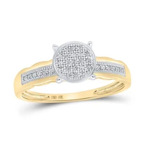 10K Yellow Gold Genuine Diamond Women's Wavy Shank & Round Cocktail Ring 1/10 CT - Picture 1 of 1