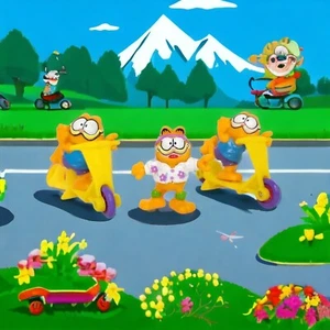 McDonald's Vintage 1989 Garfield 2 Garfields con Scooters 1 Sin Monopatín - Imagen 1 de 12