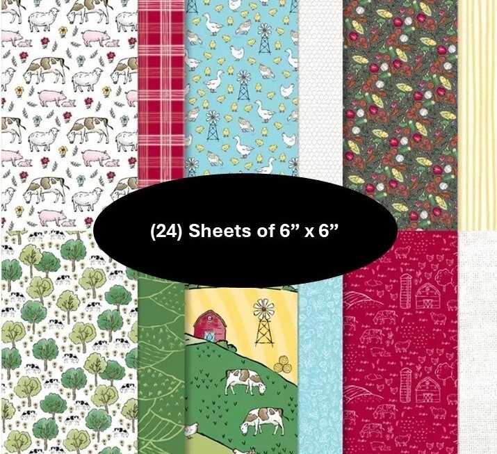 Stampin Up DAY AT THE FARM Designer Series Paper 6X6 DSP 24 Sheets NEW Cow Pig Foto 1 de 1