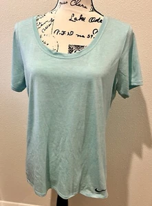 Nike Shirt Damen Größe Large, Aqua, V-Ausschnitt Dri Fit Tee Activewear - Bild 1 von 4