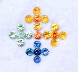 Natural Multi Sapphire Round Cut 3 mm Lot 21 Pcs 2.82 CTS Faceted Loose Gemstone - Picture 1 of 7