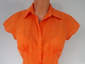 Vintage Jordache Top Shirt Damen Junior Medium S/S Designer Tailored Tangerine - Bild 1 von 6