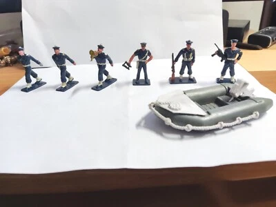 6 Soldatini Marinai cloni Starlux in plastica dipinti anni 80 altezza 4,5cm  - Immagine 1 di 4