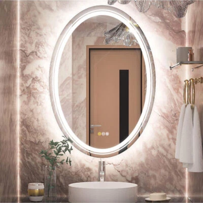 Oval Double Lighting LED Bathroom Mirror Wall Anti-fog Vanity Mirror with Touch  - Image 1 of 4