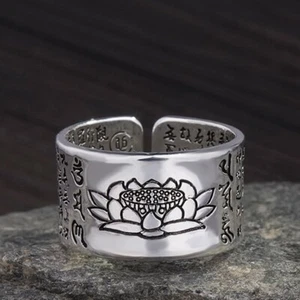 Bague Sutra du Lotus en Argent 999 - Imagen 1 de 3