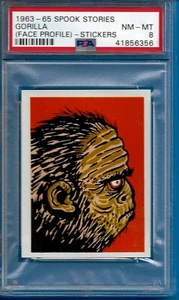 Pegatina Leaf Spook Stories 1963-65 Gorilla (perfil facial) PSA 8 - Imagen 1 de 2