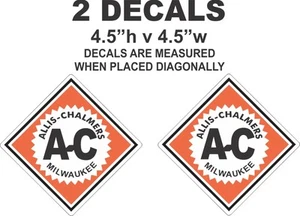 2 decalcomanie quadrate in vinile bianco Allis Chalmers - Foto 1 di 1