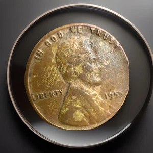 1955 LINCOLN WHEAT CENT Wexler: WDDO-003 CRACKED SKULL POOR MANS DDO CLASH DIE - Picture 1 of 9