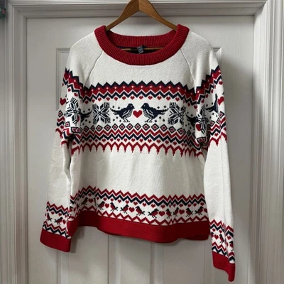 Modcloth Golden Day Raglan 100% Cotton Sweater Buttercream NWT bird fair isle XL - Image 1 of 4