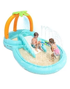 Kiddie Pool,  Inflatable Play Center Kids Pool with Slide, Water Sprayers  - Picture 1 of 7