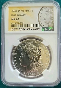 2021 D Morgan Silver Dollar NGC MS 70 First Releases, OGP & CoA - Picture 1 of 2