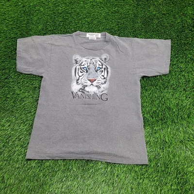 Camisa Tigre Vintage Años 90 Mujer Mediana 19x24 Gris Vida Silvestre Foto 1 de 4