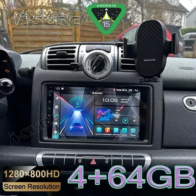 Für Smart Fortwo 451 2005-2011 Android 15 Autoradio Navi Carplay WIFI 4+64G SWC - Bild 1 von 4