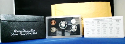 1994-S UNITED STATES MINT  5 COIN SILVER PROOF SET** With COA - Image 1 of 4