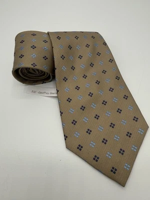 Geoffrey Beene - Corbata de Diseñador 68" 100% Seda Tostada con Patrón Azul Foto 1 de 4