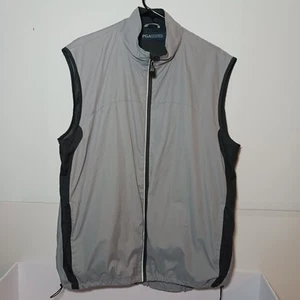 PGA Tour Full Zip Outerwear Golf Vest Mens Sz L Gray Mesh Lined Zipper Pockets - Picture 1 of 6