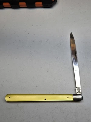 Cuchillo plegable vintage OMOR Japón J-211 - mango amarillo de 10" de largo LIMPIO 🌟 Foto 1 de 4